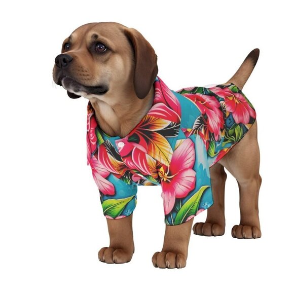Doggy Emporium Other - Dog Floral Hawaiian Shirt Medium  Hibiscus Pink Flowers, Stocking Stuffer NWT